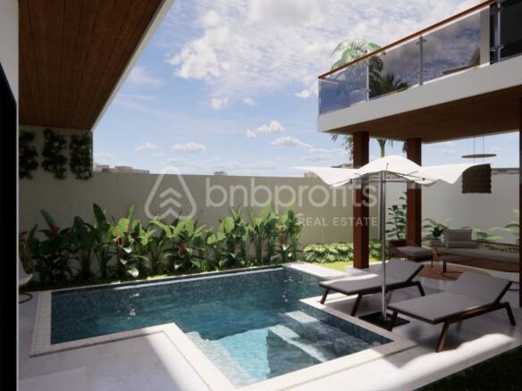 Discover Tranquility Modern Villa in Babakan with Breathtaking Rice Field View