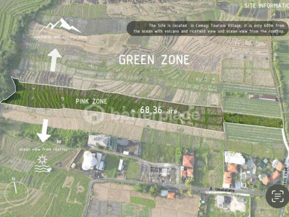 Prime 68.36 Are Pink Zone Land in Cemagi, Ideal for Development, 3 Minutes Away From the Beach