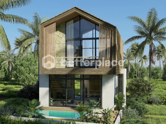 Seaside Serenity & Modern Comfort : Stylish Enclosed Living Villa with Tranquil Rice Field Views